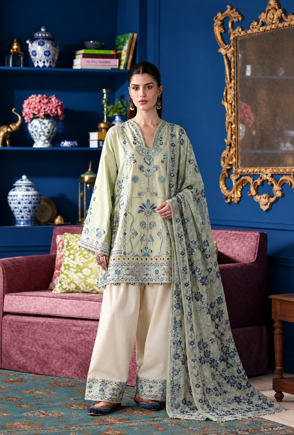 Hoorain – Sage Bloom Embroidered Lawn Suit - Kapra Collection