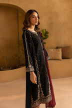 Mahrukh – Noir Maroon Embroidered Cotton Silk 3 Piece Suit | Unstitched