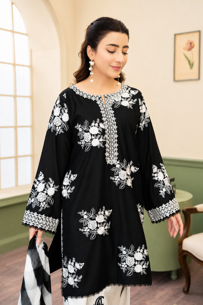 Zohra – Noir Ivory Embroidered Lawn Suit
