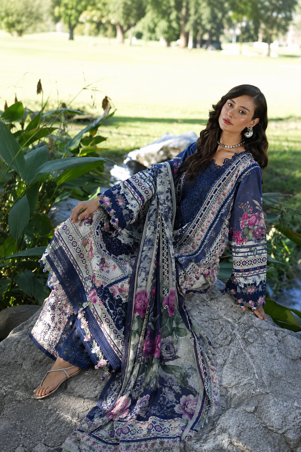 Narmeen – Elaaf Inspired Navy Lawn Suit