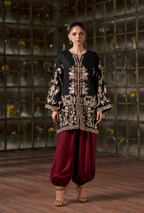 Sareeya – Noir Maroon Embroidered Silk Suit