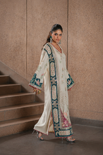 Nimra – Ethnic Inspired Ivory Raw Silk Suit
