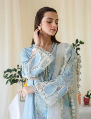 Luxury sky blue embroidered chikankari replica - Kapra Collection