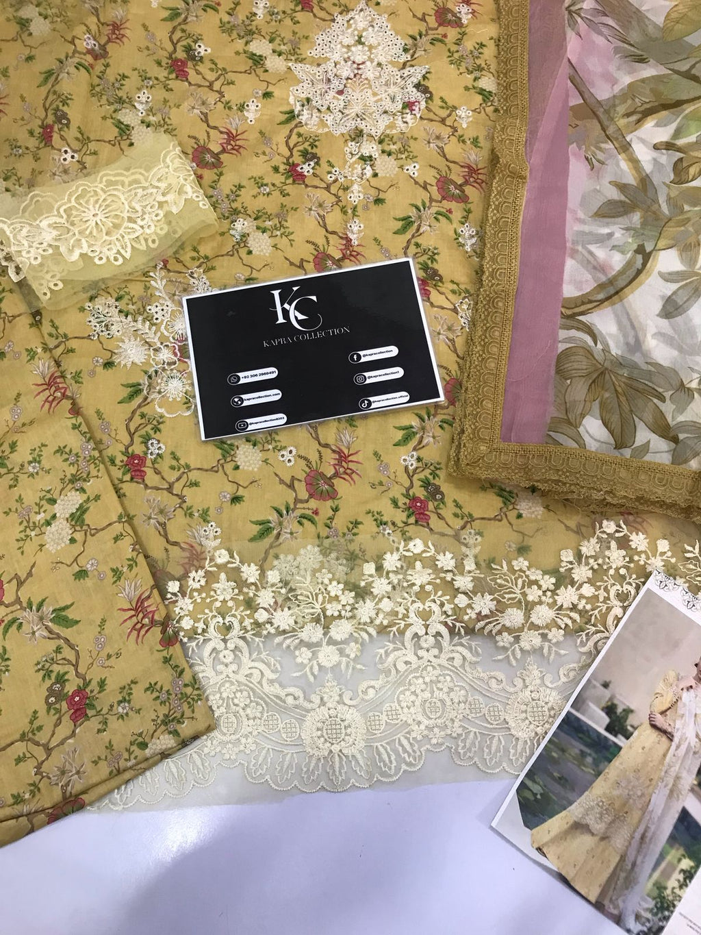 Lawn summer collection 3 piece unstitched digital printed suit - Kapra Collection