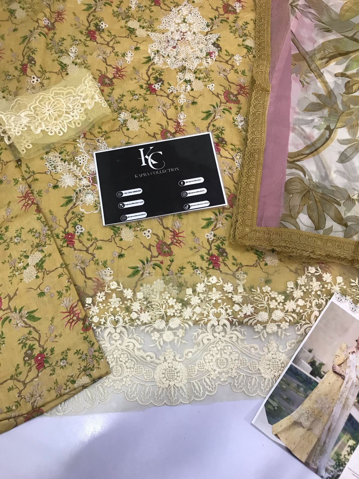 Lawn summer collection 3 piece unstitched digital printed suit - Kapra Collection