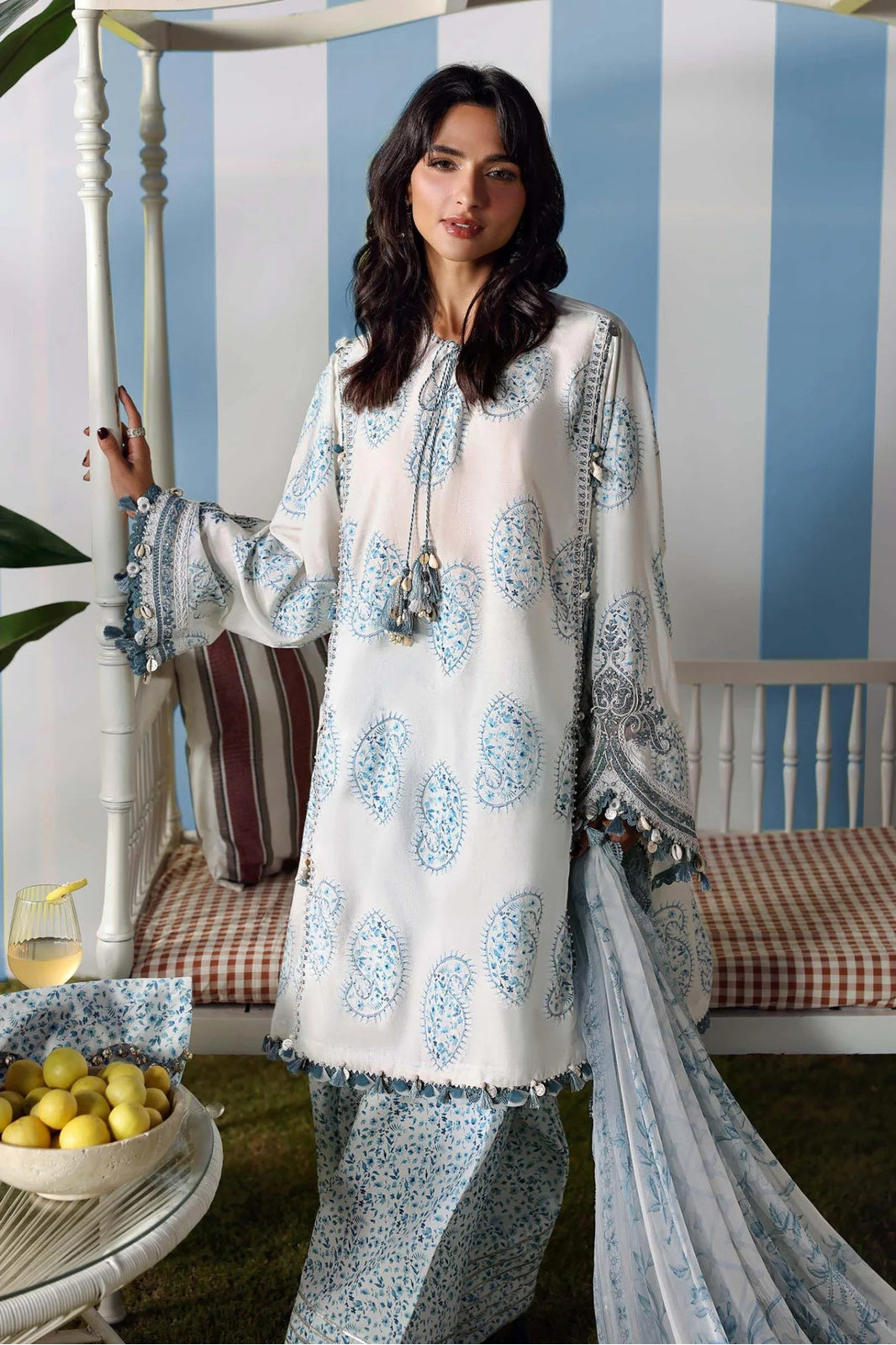 Hiba – Maria.B Inspired Ivory Lawn Suit