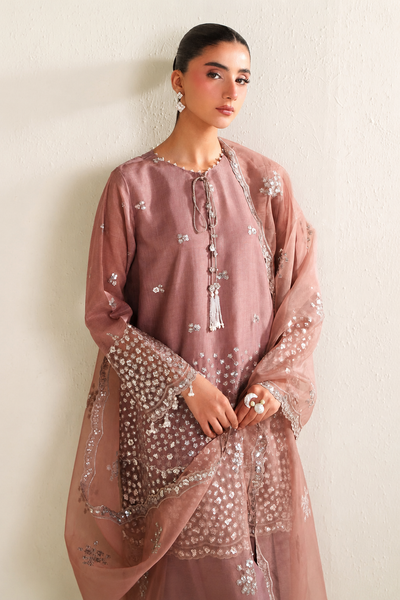 Roshaneh – Thread & Sequin Embroidered Cotton Silk 3 Piece Suit | Unstitched