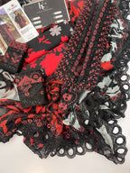 Ramsha Black Lawn 3piece Dress - Kapra Collection
