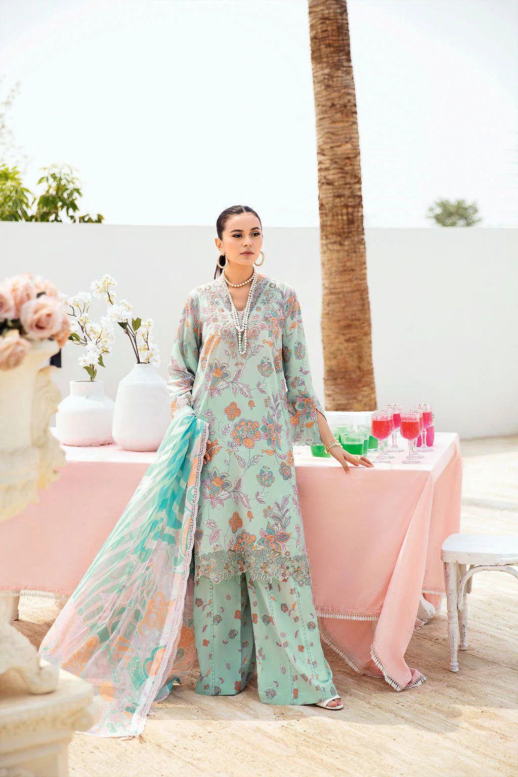 RAMSHA KHAN Latest Digital Printed Embroidered Lawn Dress