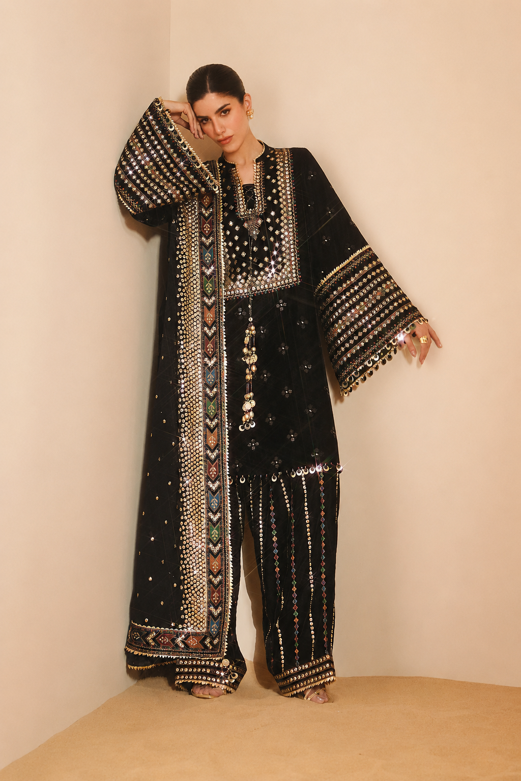 Mehrunisa – Jazmin Inspired Sequins Embroidered Lawn 3 Piece Suit | Unstitched