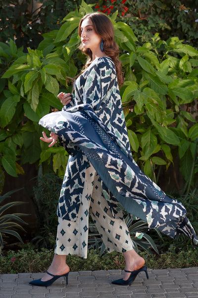 03-Piece Printed Lawn Suit | Unstitched - Kapra Collection
