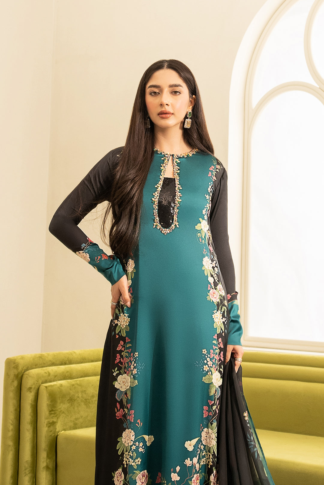 Lulusar Silk Digital Print & Add work