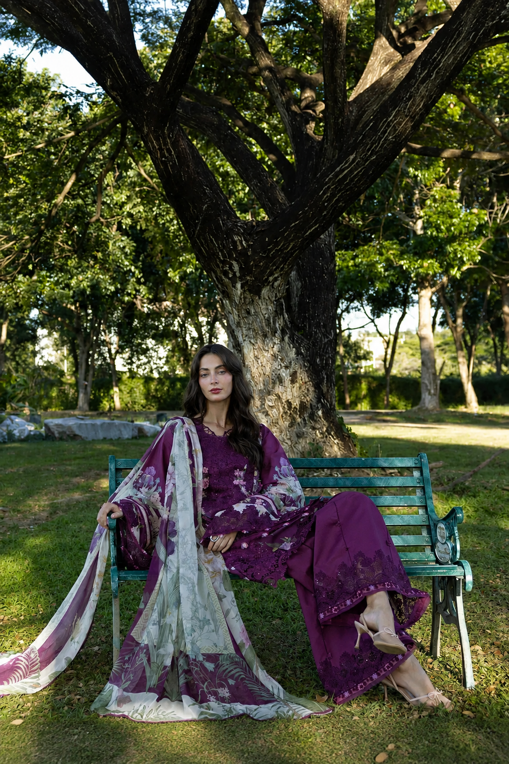 Maheen – Elaaf Inspired Plum Lawn Suit