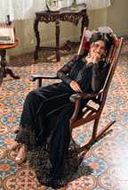 Rubaisha – Onyx Bloom Embroidered Chiffon Suit