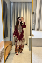 Shazmeen – Ethnic Inspired Maroon Silk 2 Piece Suit