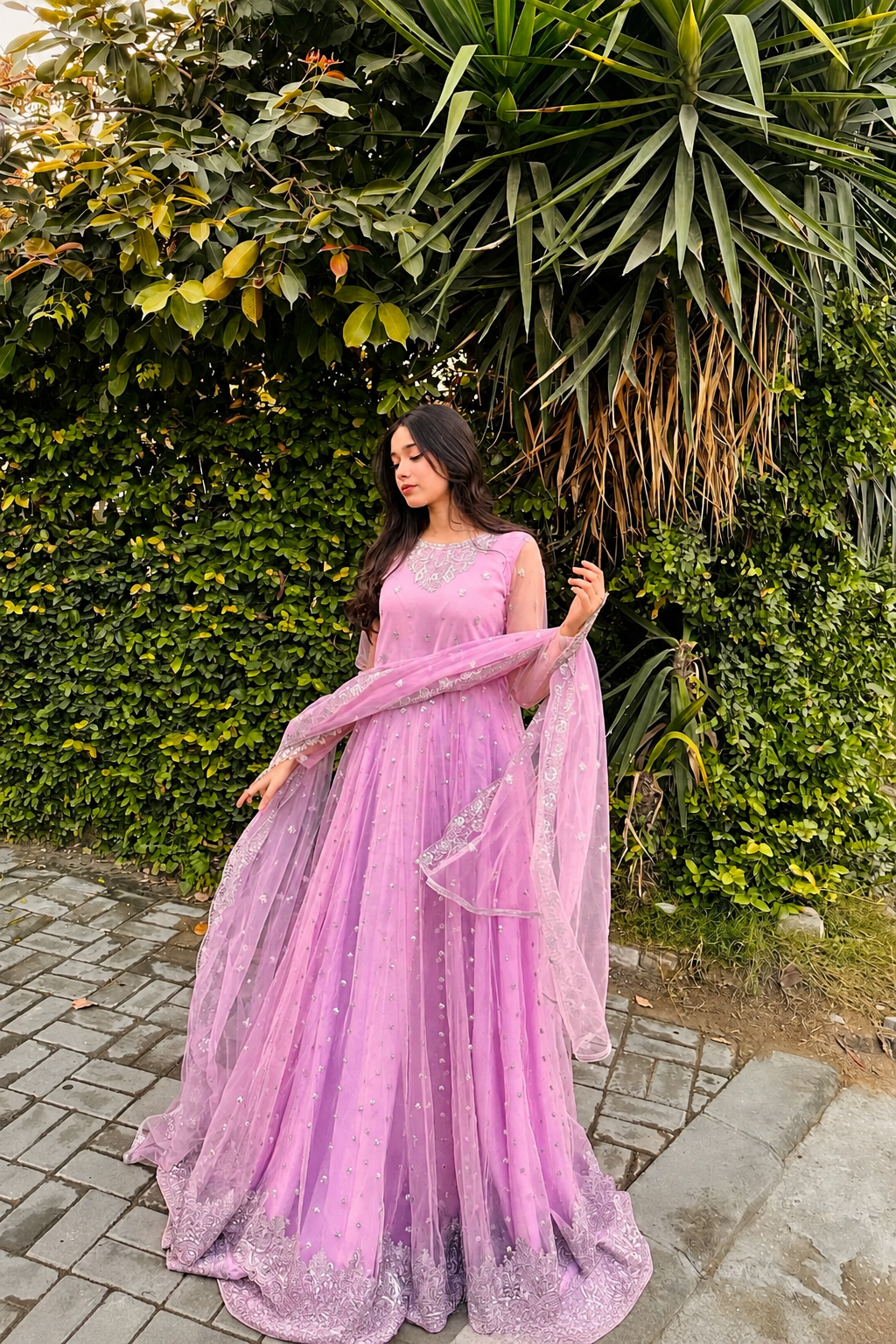 Sumbul – Misl Inspired Lavender Net Pishwas