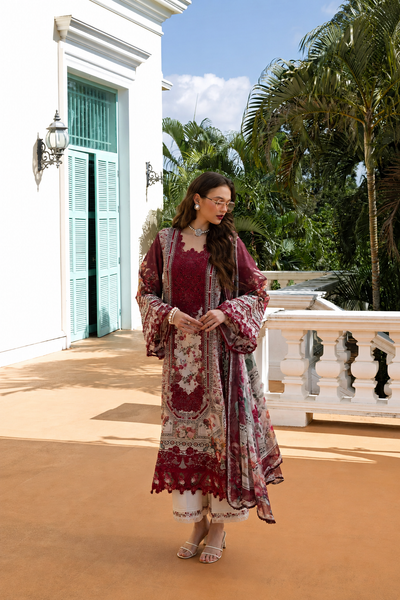 Kinza – Elaaf Inspired Maroon Lawn Suit