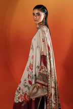 Nashmia – Maria.B Inspired Ivory Maroon Silk Kaftan