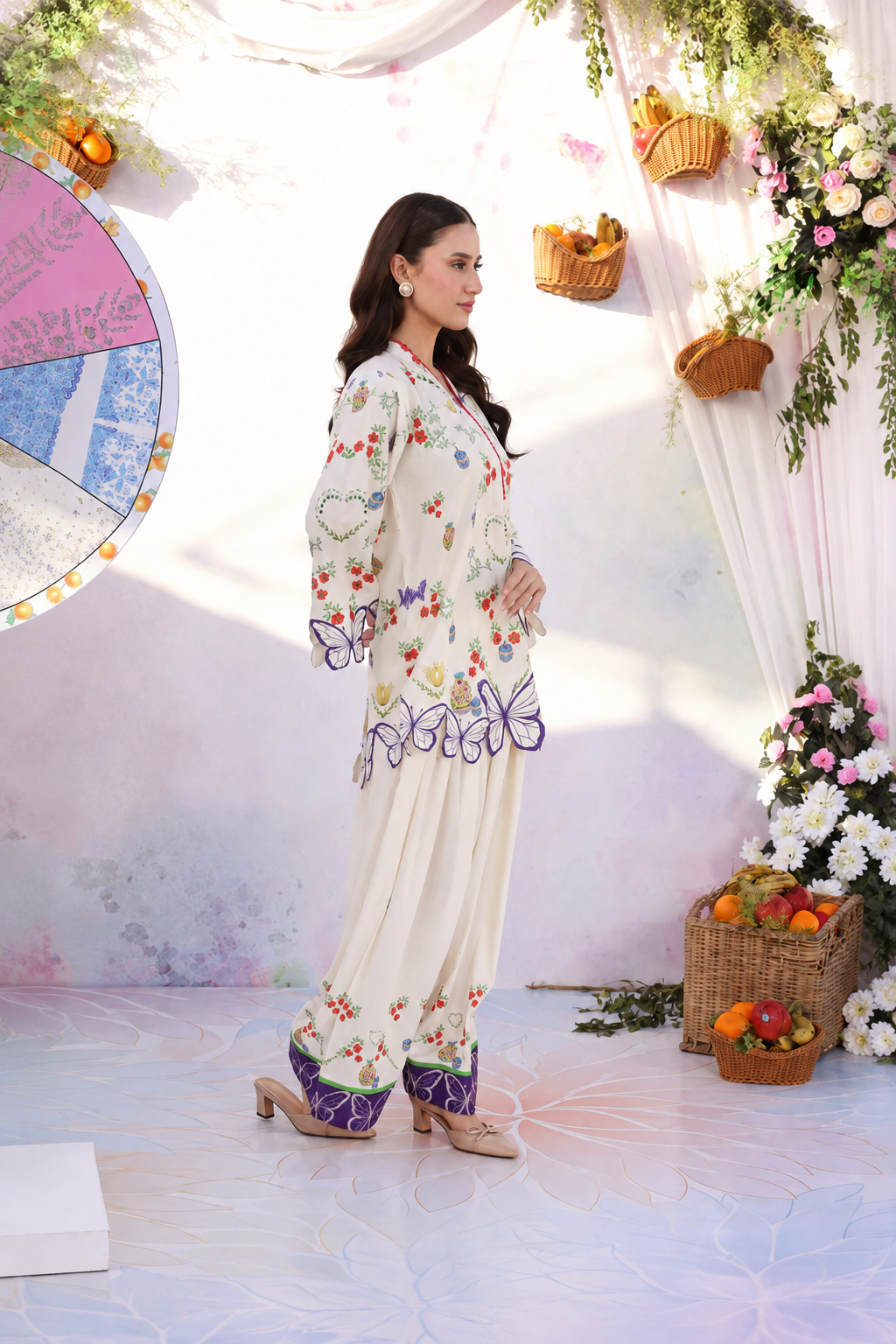 Aqsa – Ivory Butterfly Embroidered Lawn Suit