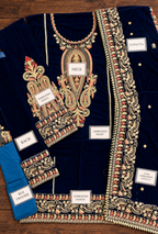 Rafiya – Sapphire Gold Embroidered Velvet Suit