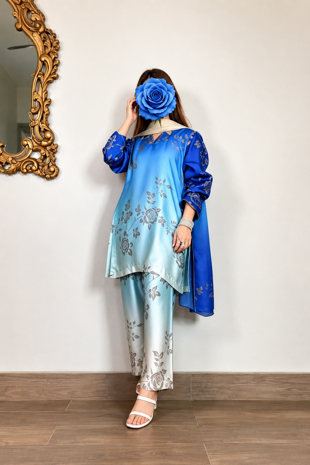 Zoya – Royal Azure Shamoze Silk Suit