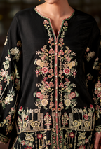 Sareeya – Noir Maroon Embroidered Silk Suit
