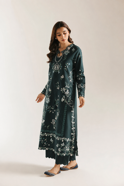 Erum – Ethnic Inspired Teal Shamoze Silk Suit
