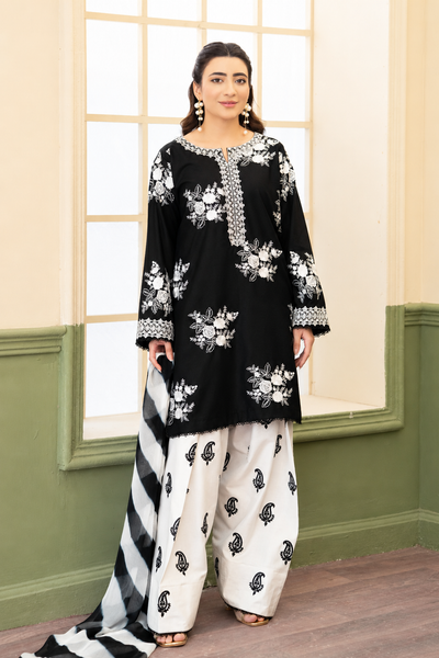 Zohra – Noir Ivory Embroidered Lawn Suit