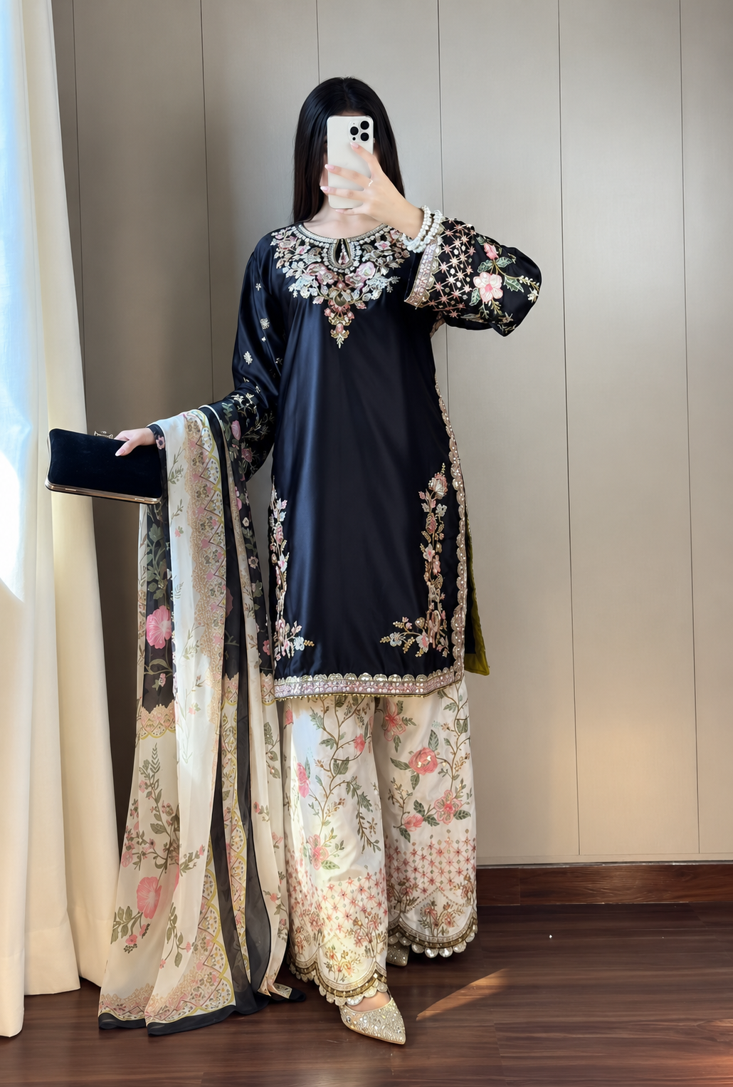 Ethnic – Black Premium Silk Embroidered Suit