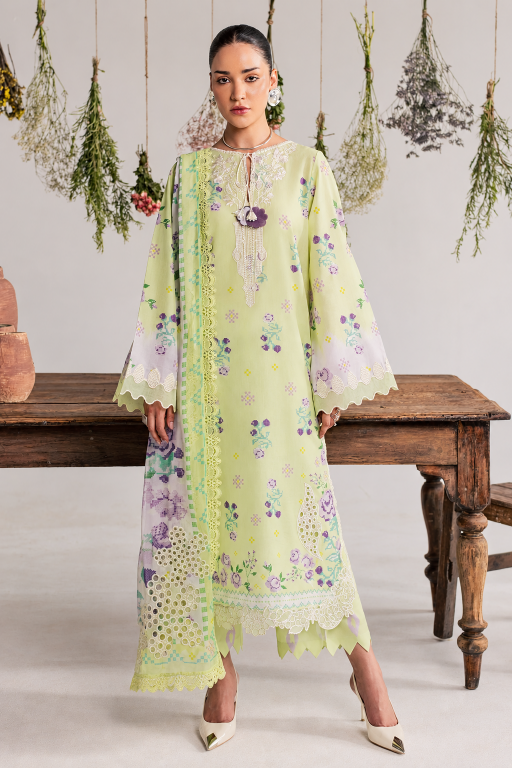 Haleema – Nureh Inspired Pistachio Lawn Suit