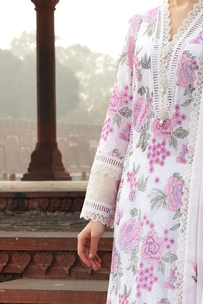 Unstitched Lawn Embroidered White Dress - Kapra Collection