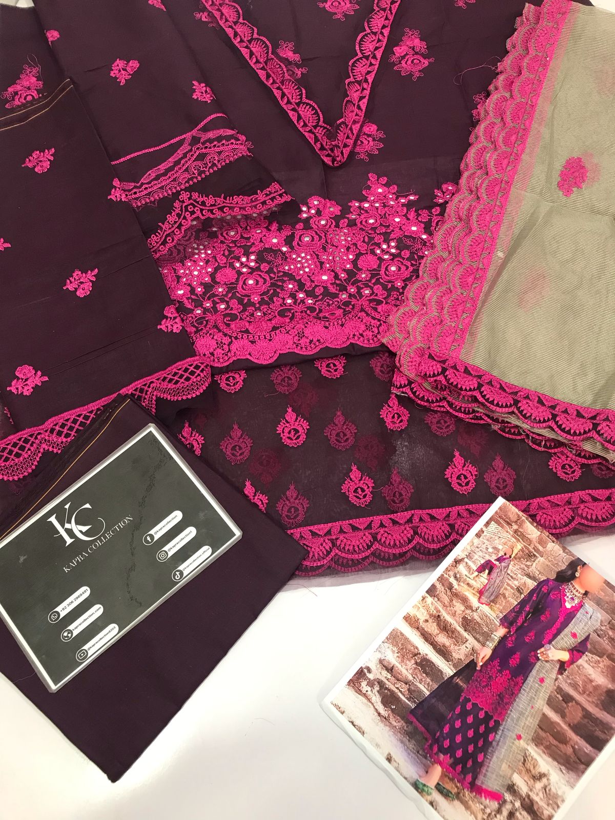 Luxury embroidered lawn collection replica unstitched - Kapra Collection