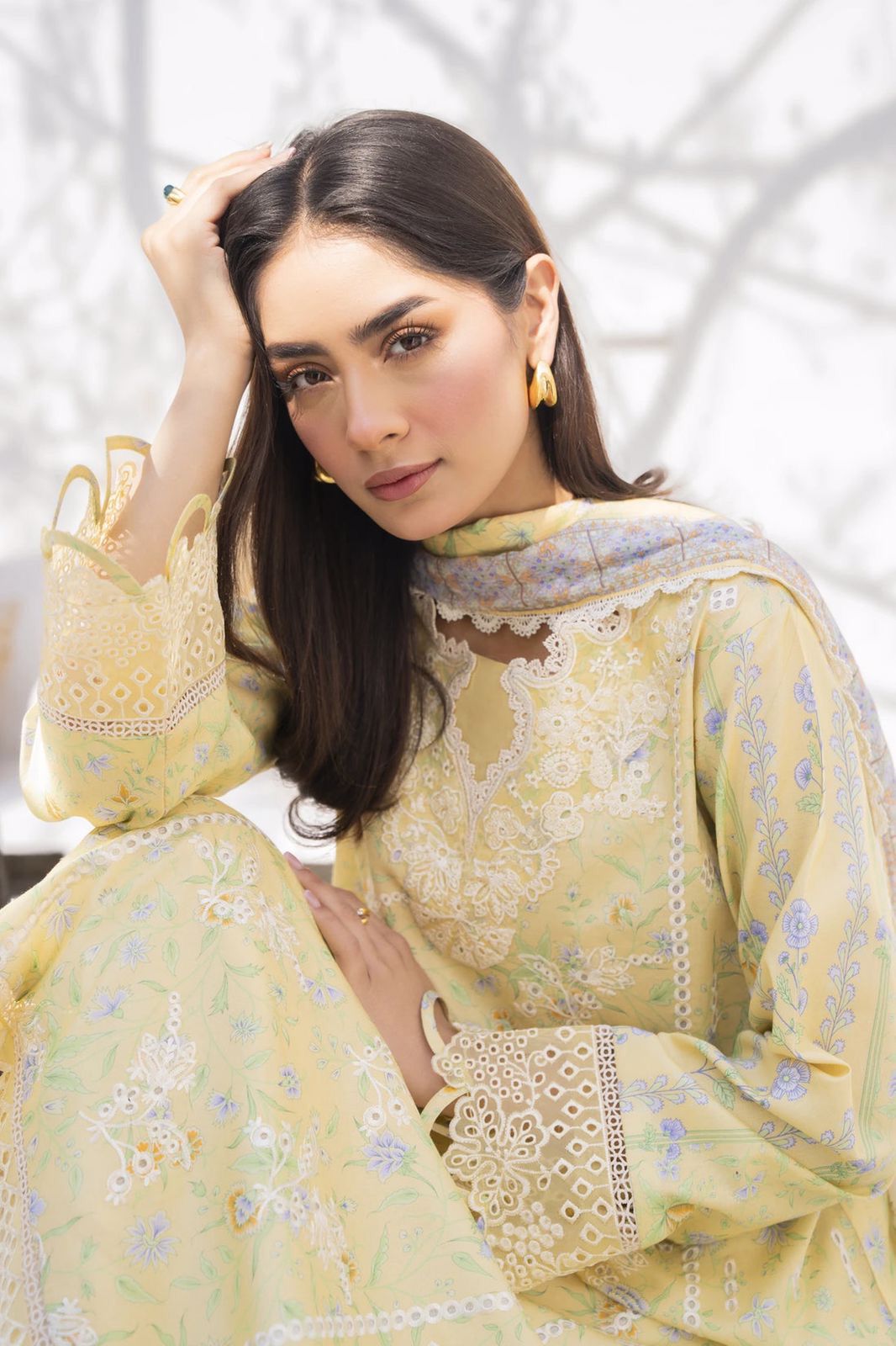 Lawn summer collection 3 piece unstitched digital printed suit - Kapra Collection