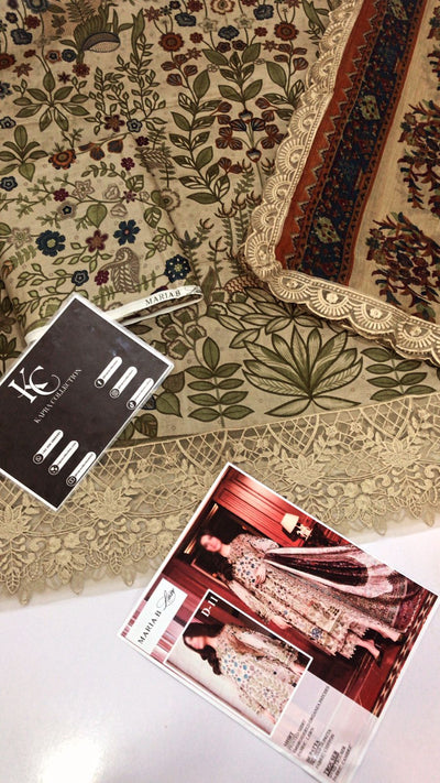 3 piece unstitched lawn digital printed suit - Kapra Collection