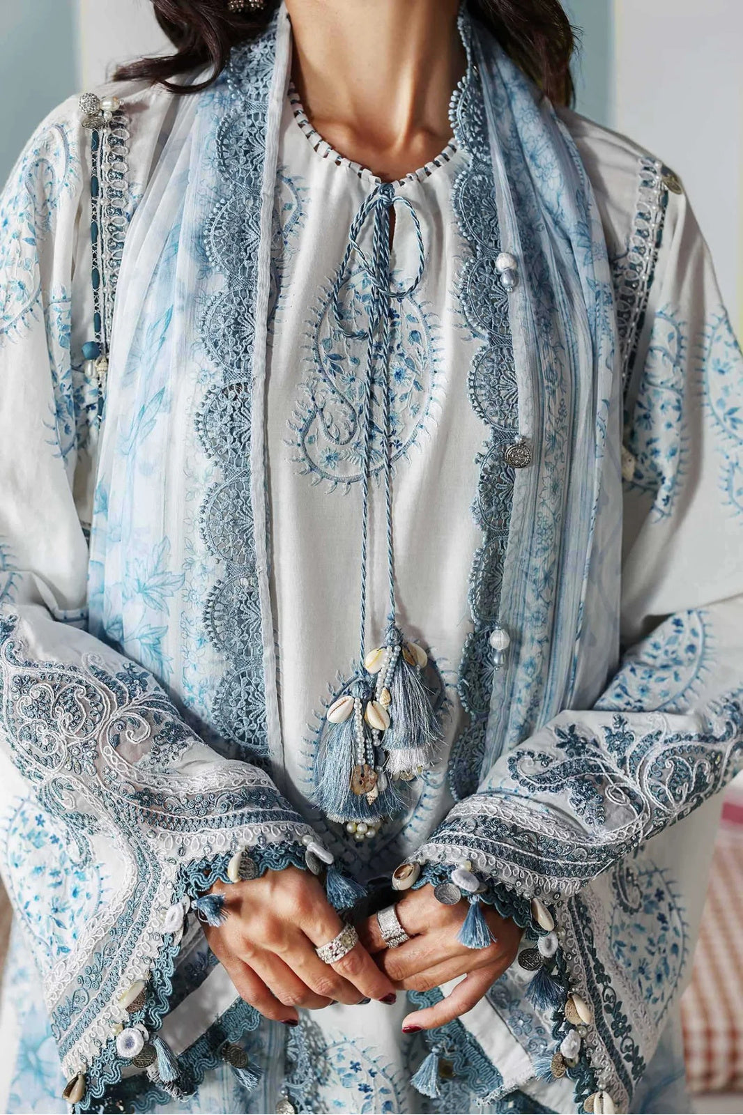 Hiba – Maria.B Inspired Ivory Lawn Suit