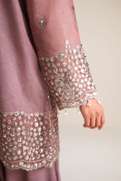 Roshaneh – Thread & Sequin Embroidered Cotton Silk 3 Piece Suit | Unstitched
