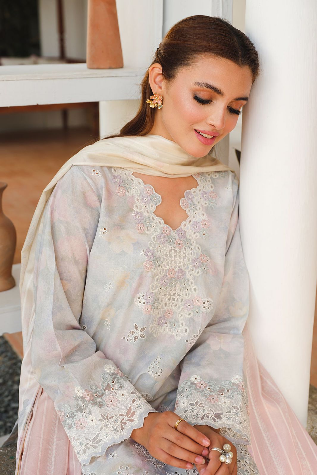 Baroque luxury Chikankari Lawn Collection Replica