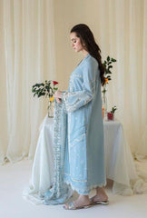 Luxury sky blue embroidered chikankari replica - Kapra Collection