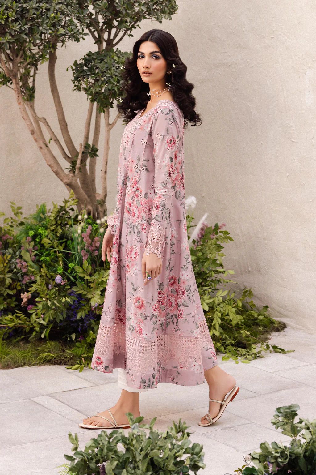 Iznik digital printed with chikankari lawn unstitched suit - Kapra Collection
