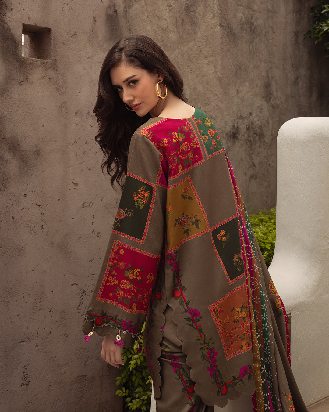 03-Piece Digital Printed Shamoze Silk Dress - Kapra Collection