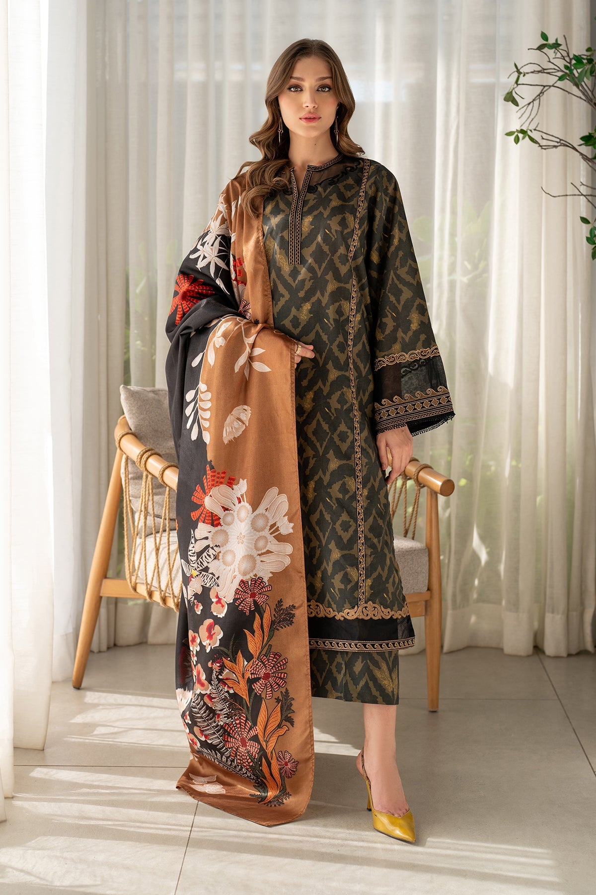 BAROQUE 3PIECE LAWN PRINTED DRESS