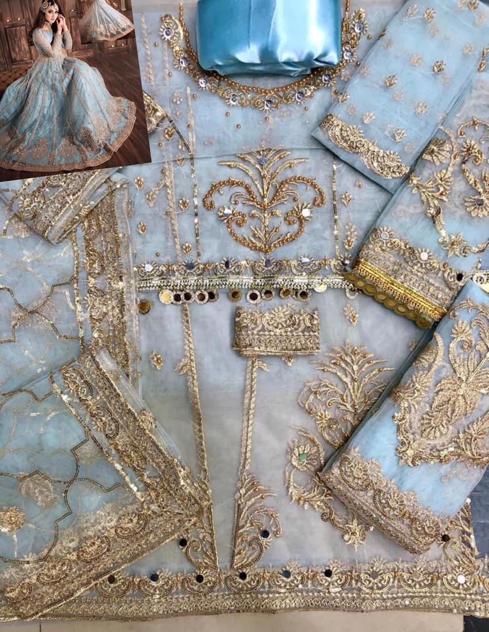 Hira Mani Embroidered Net unstitched