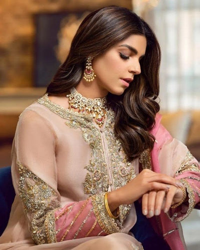 Sareen organza Embroidered unstitched Dress - Kapra Collection