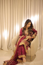 03-Piece Embroidered Silk Suit With Net Dupatta | Unstitched