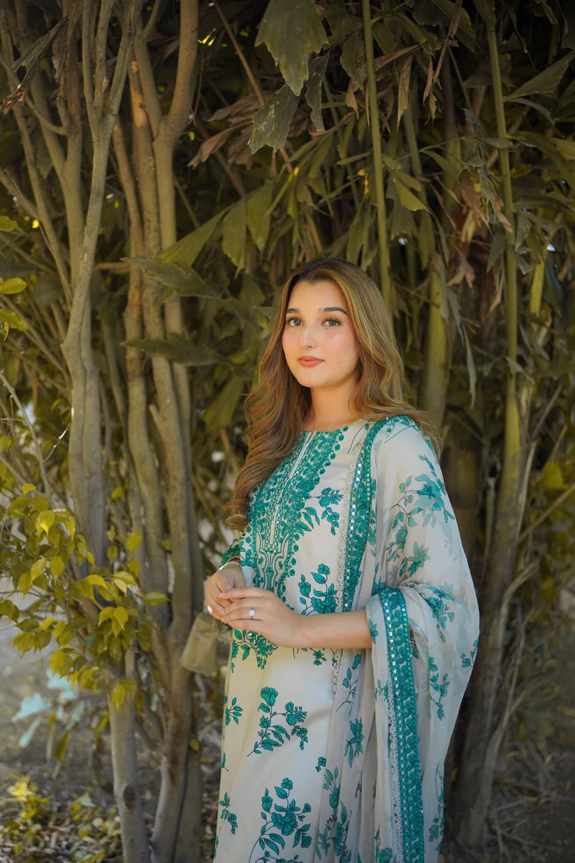 Aneelas lawn 3piece unstitched Dress