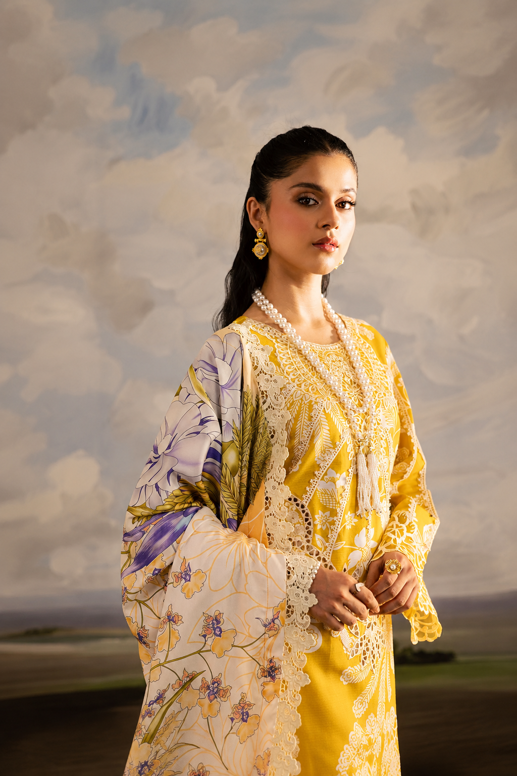 Arooj – Mahnur Inspired Mustard Lawn Suit