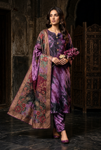 Zarveen – Plum Noir Printed Silk Suit