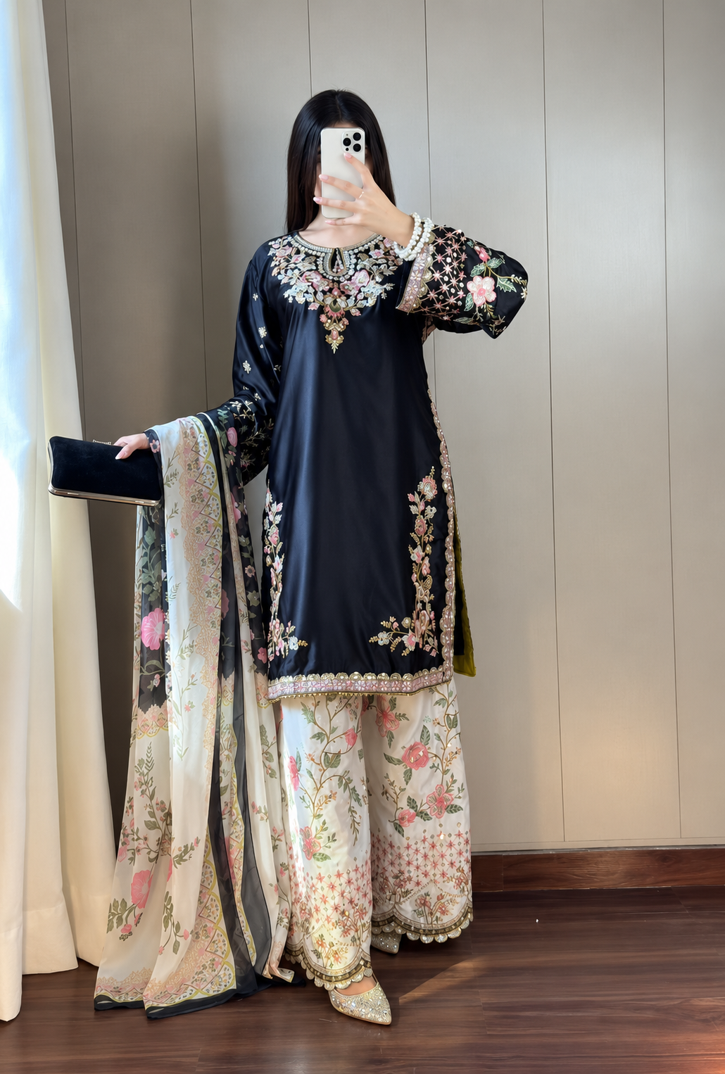 Ethnic – Black Premium Silk Embroidered Suit