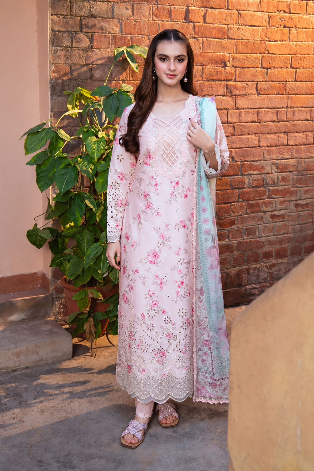 Nafeesa – Blush Chikankari Embroidered Lawn Suit