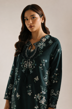 Erum – Ethnic Inspired Teal Shamoze Silk Suit